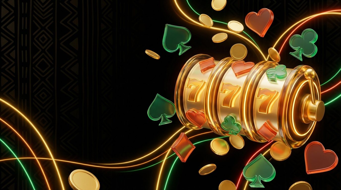 Casino-themed bonus guide visual with golden accents and slot machine elements